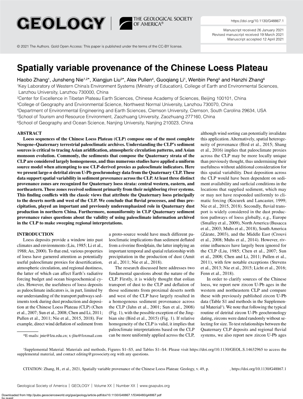 Spatially Variable Provenance of the Chinese Loess Plateau