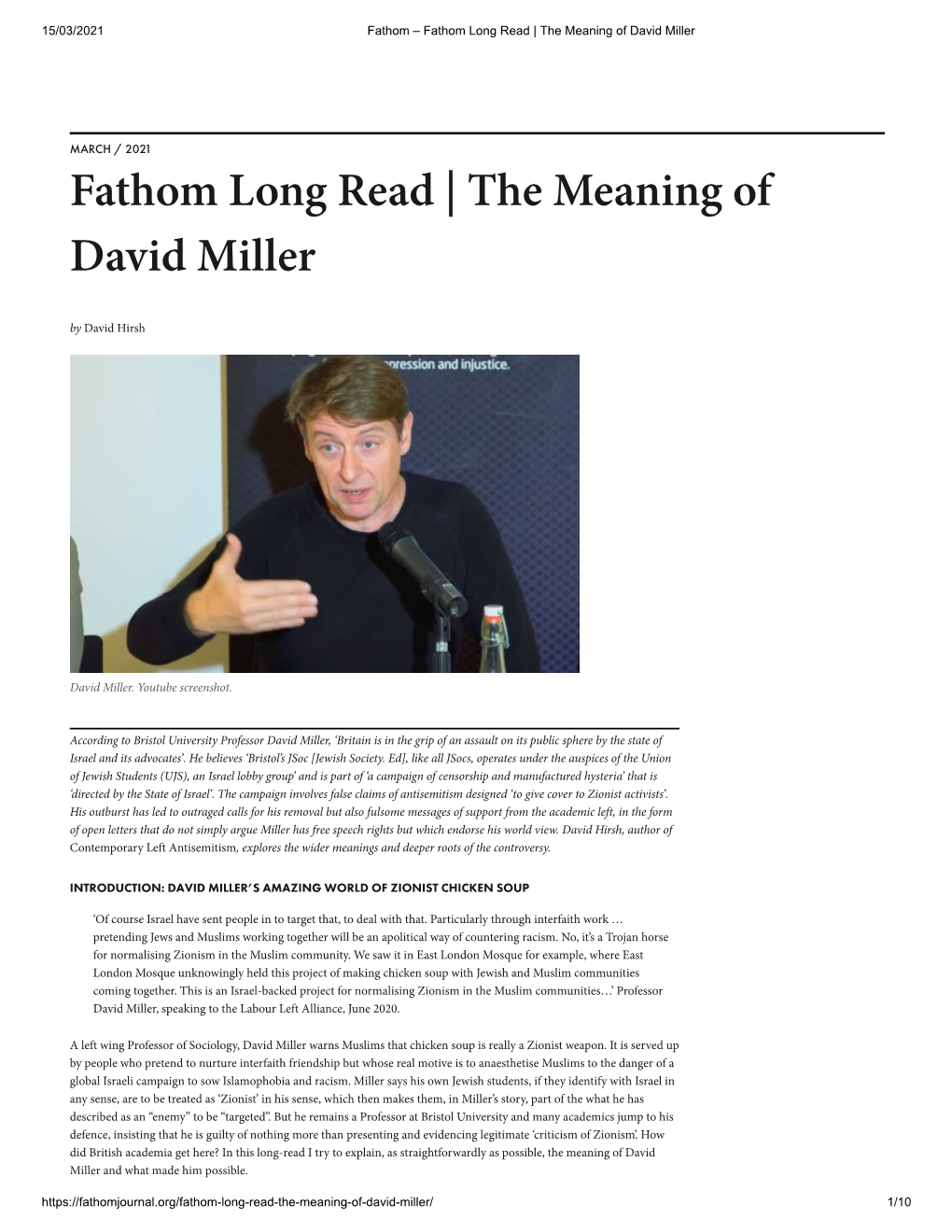 Fathom Long Read | the Meaning of David Miller