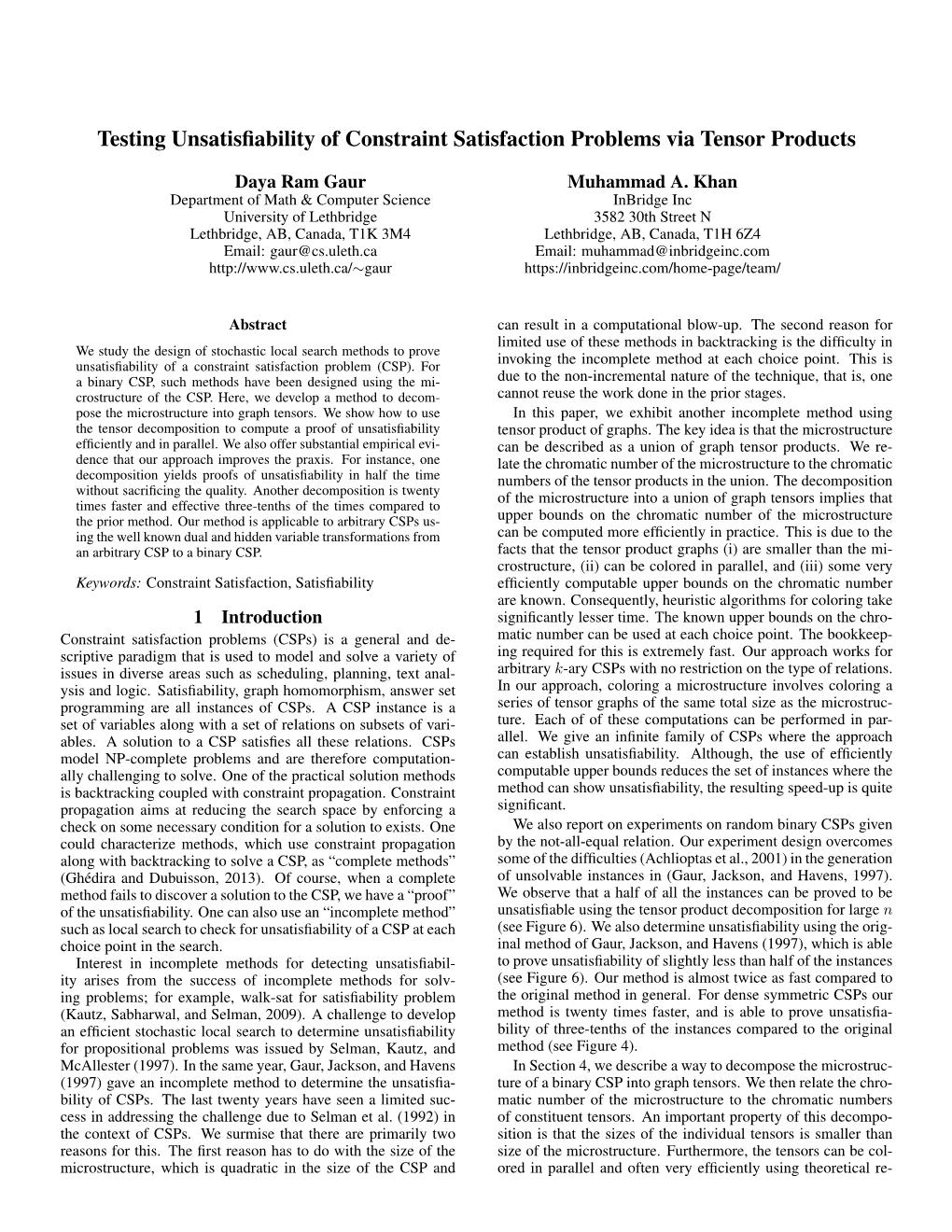 Tensor Decomposition of Csps