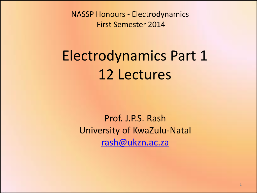 Electrodynamics 1