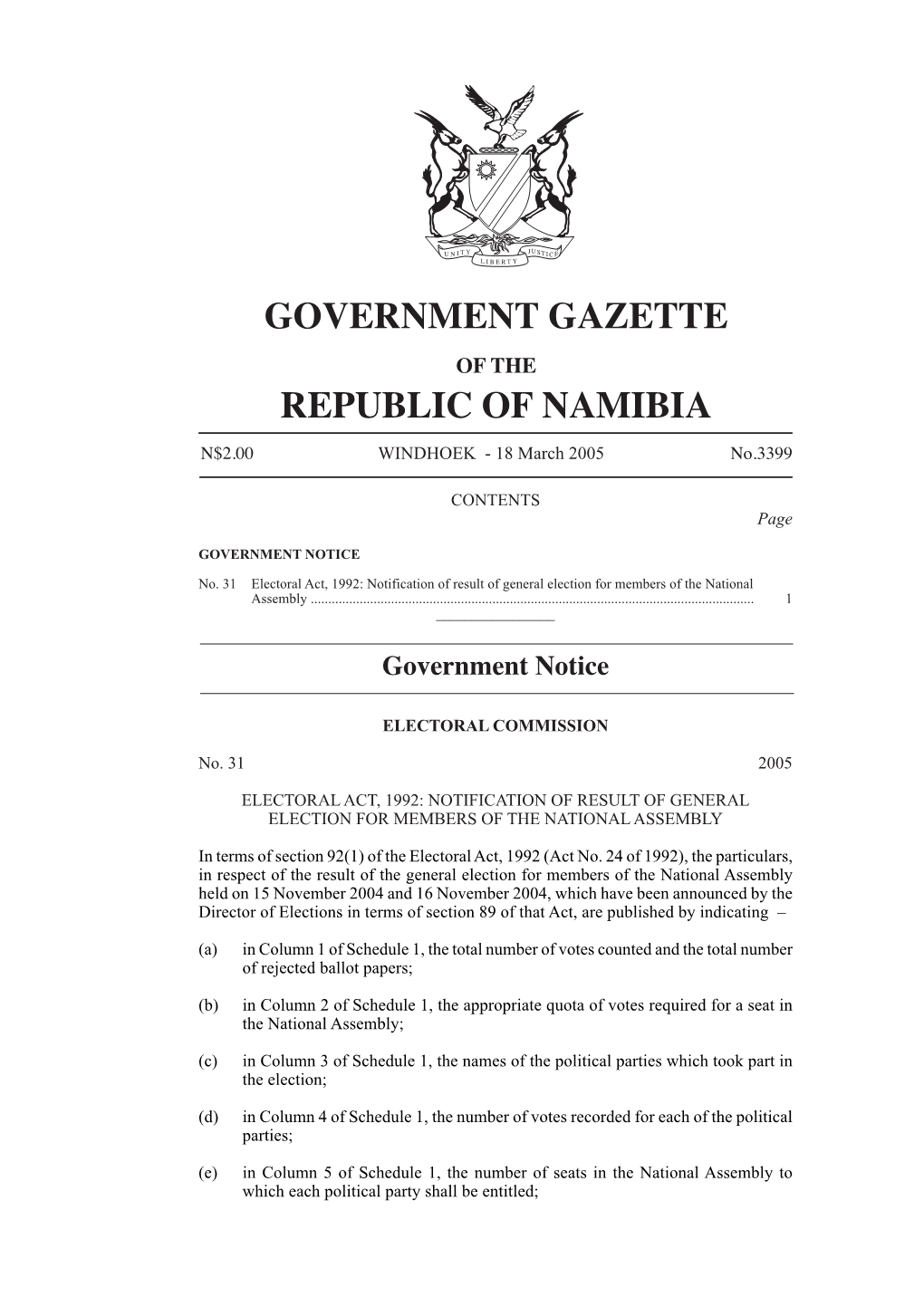 Government Gazette Republic of Namibia