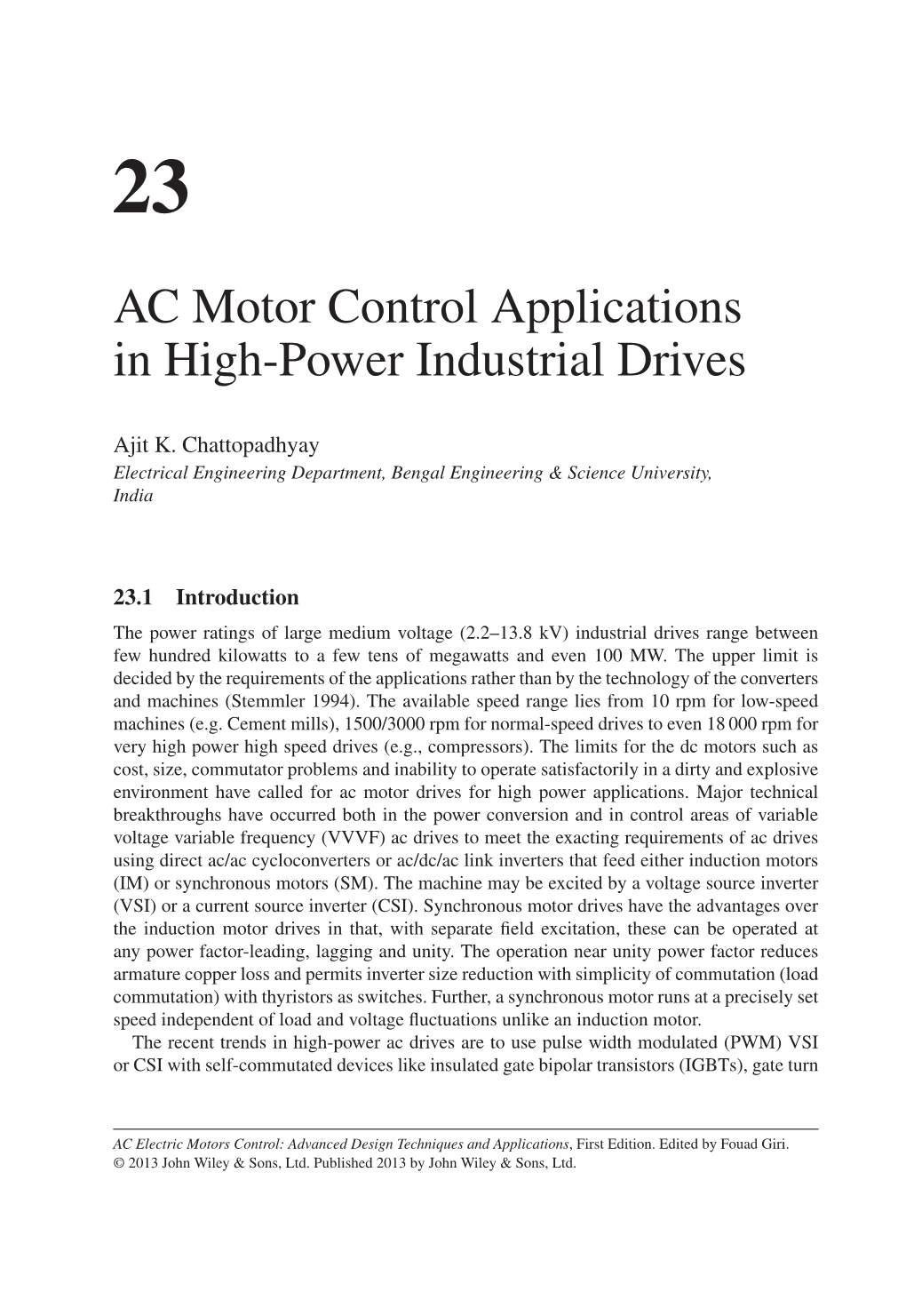 AC Motor Control Applications in High-Power Industrial Drives