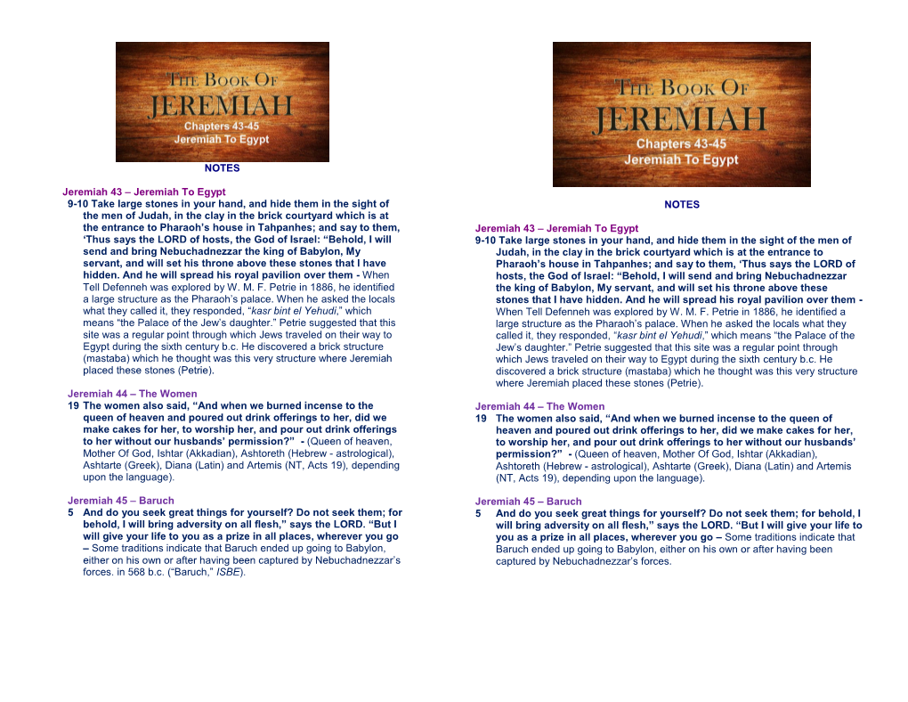 Jeremiah to Egypt