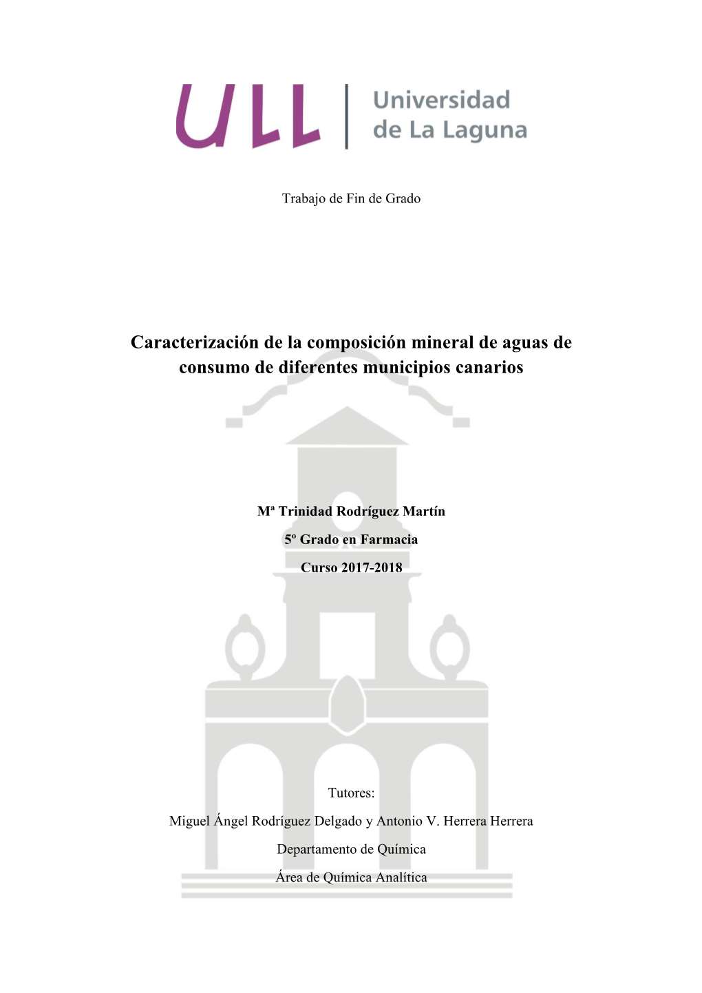 Caracterización De La Composición Mineral De Aguas De Consumo De Diferentes Municipios Canarios