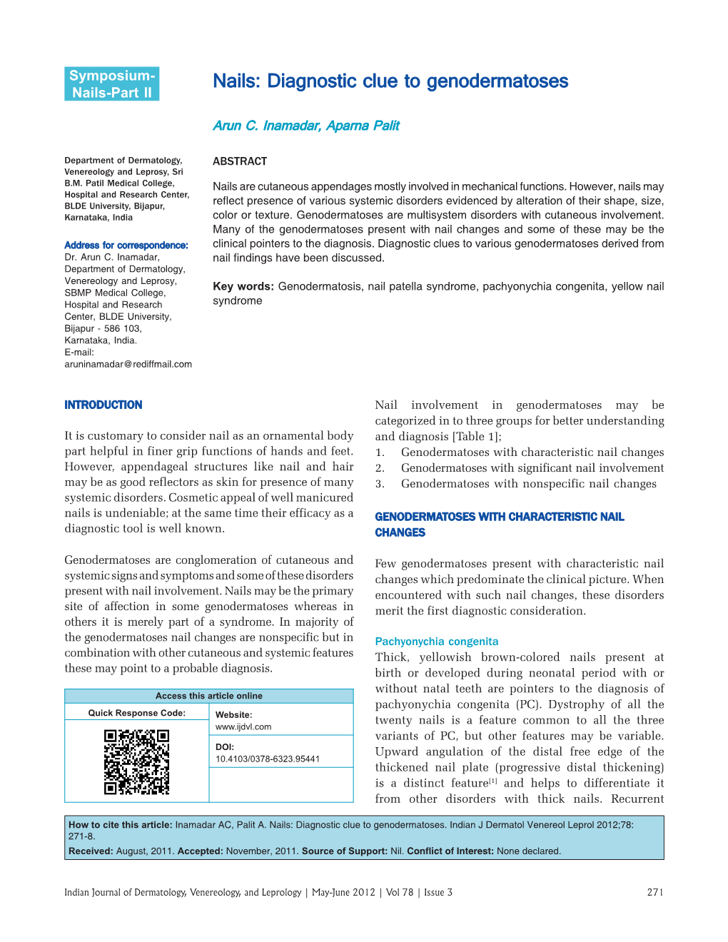 Diagnostic Clue to Genodermatoses Nails-Part II