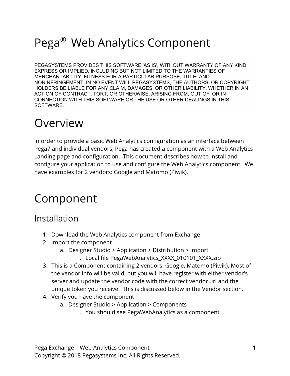 Pega® Web Analytics Component Overview Component