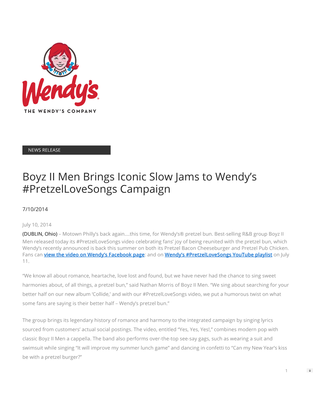 Boyz II Men Brings Iconic Slow Jams to Wendy's #Pretzellovesongs