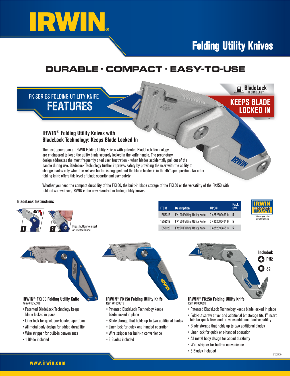 FEATURES Folding Utility Knives