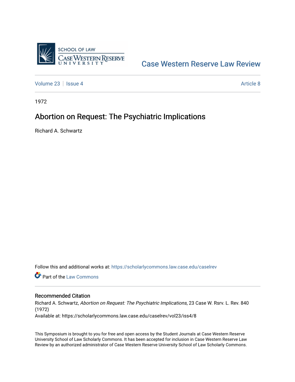 Abortion on Request: the Psychiatric Implications