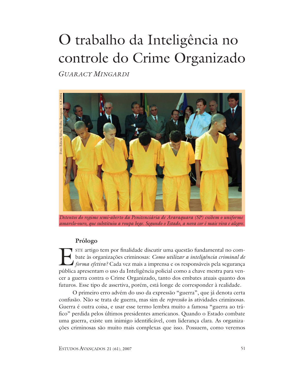 The Role of Intelligence Work in the Control of Organized Crime