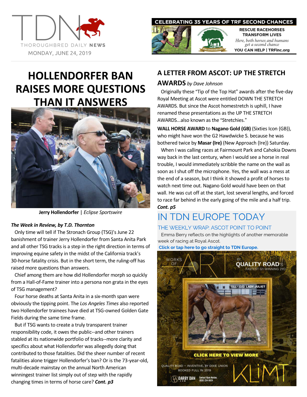 Hollendorfer Ban Raises More Questions Than It Answers