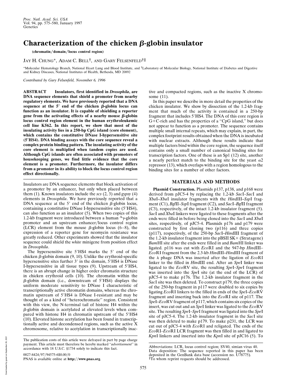 Characterization of the Chicken ß-Globin Insulator