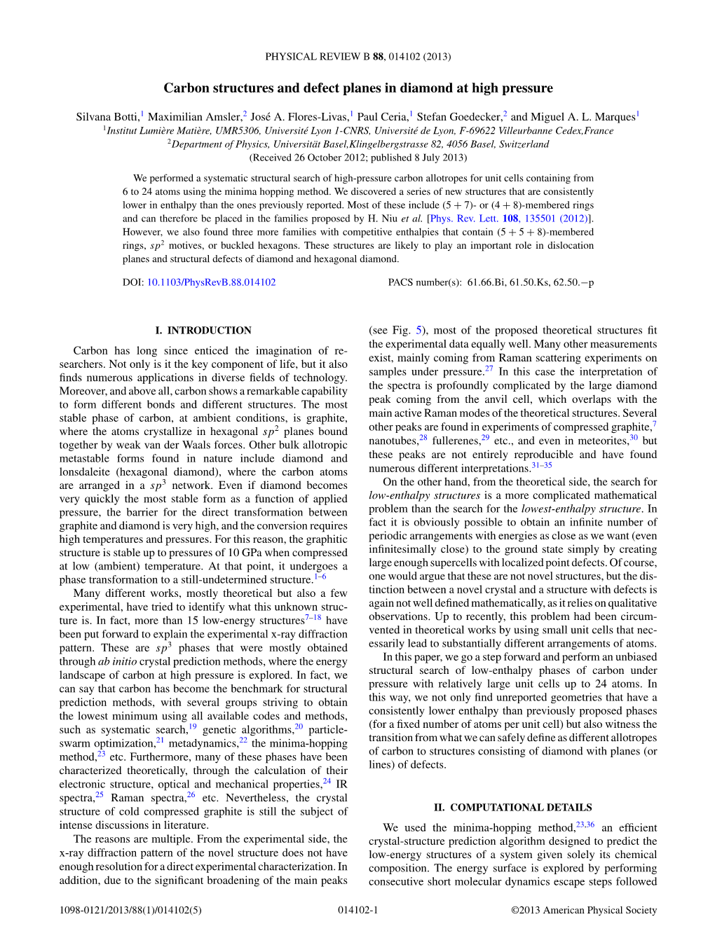 Carbon Structures and Defect Planes in Diamond at High Pressure