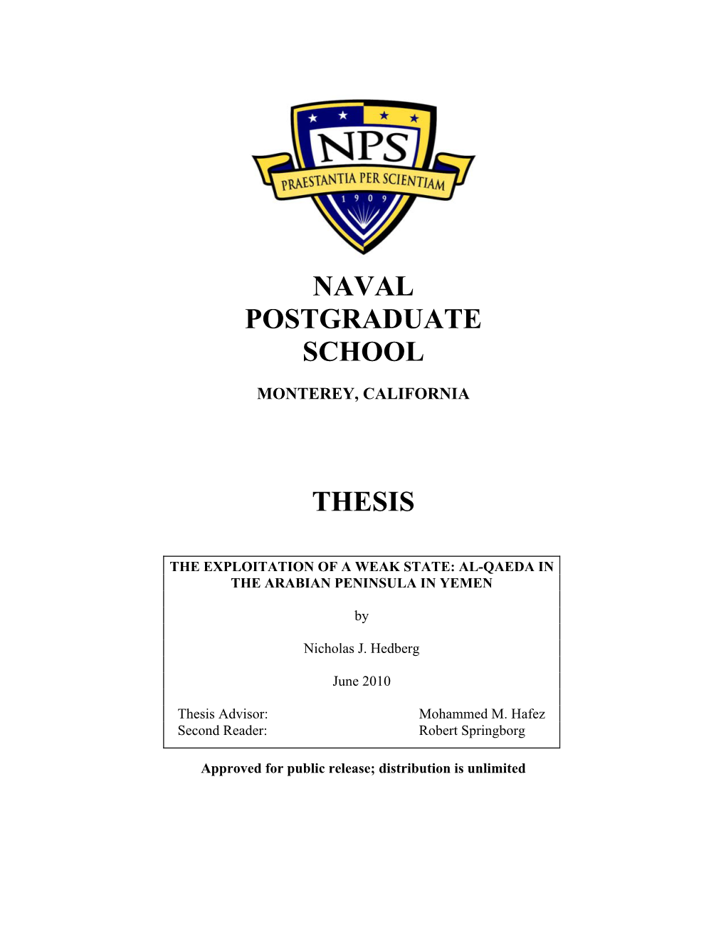 Naval Postgraduate School Thesis