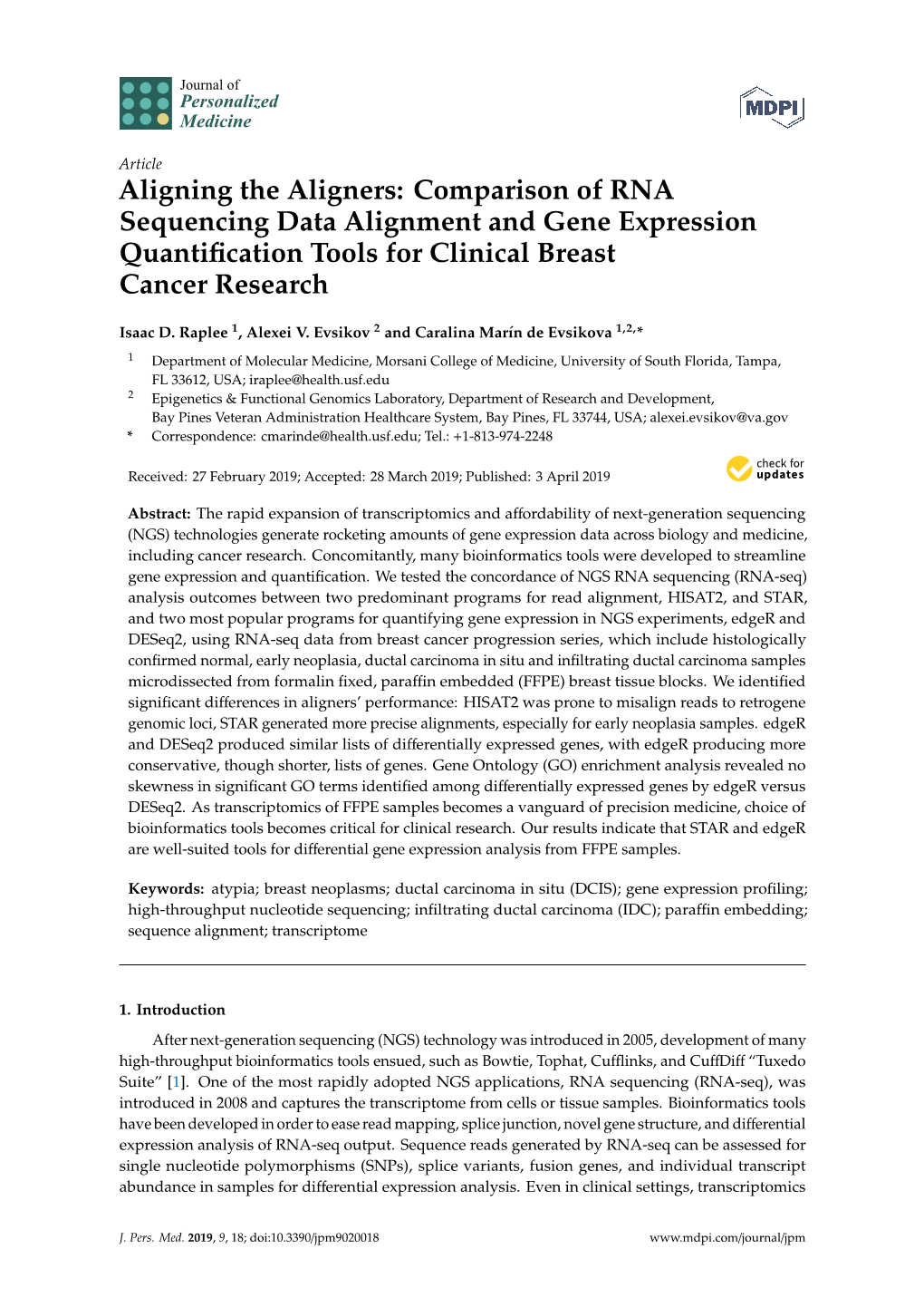 Comparison of RNA Sequencing Data Alignment and Gene Expression Quantiﬁcation Tools for Clinical Breast Cancer Research