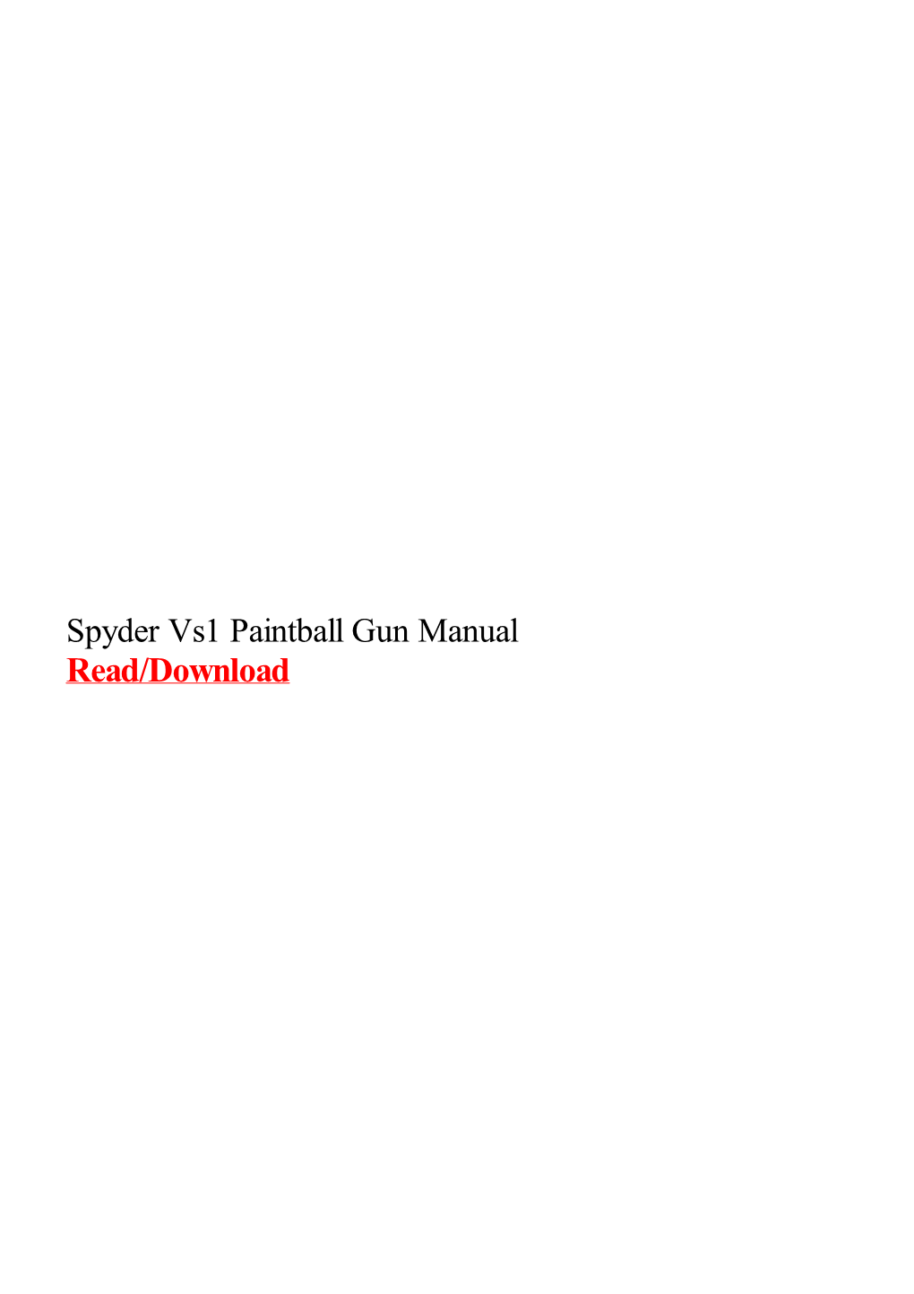 Spyder Vs1 Paintball Gun Manual