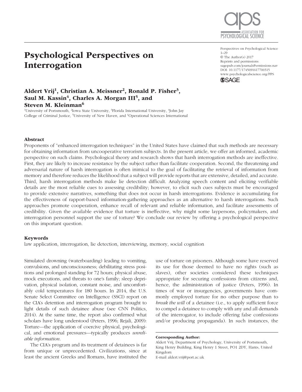 Psychological Perspectives on Interrogation Research-Article7065152017