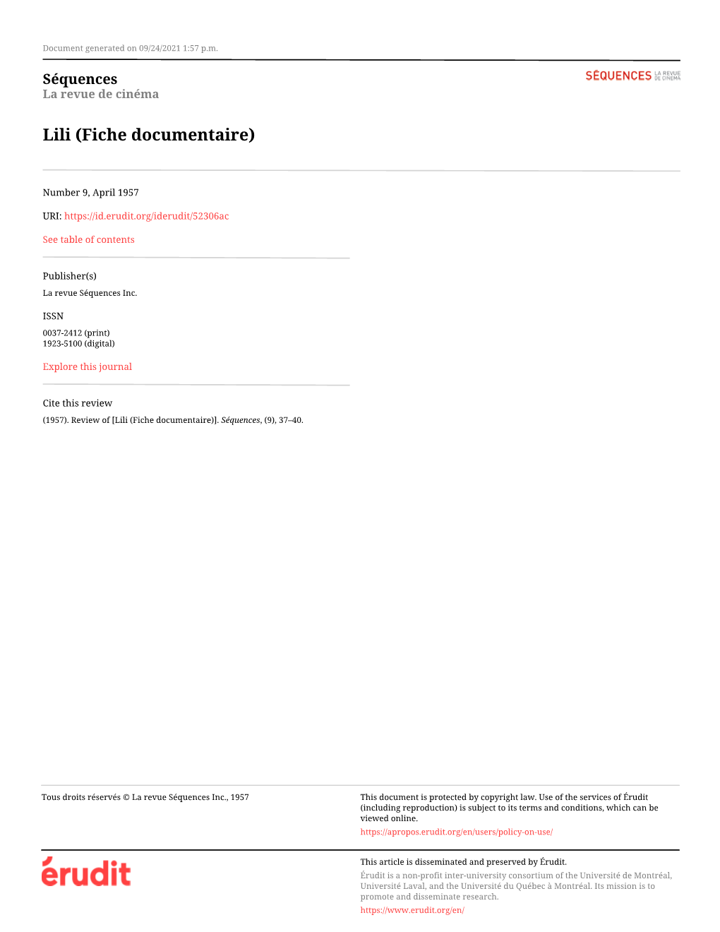 Lili (Fiche Documentaire)