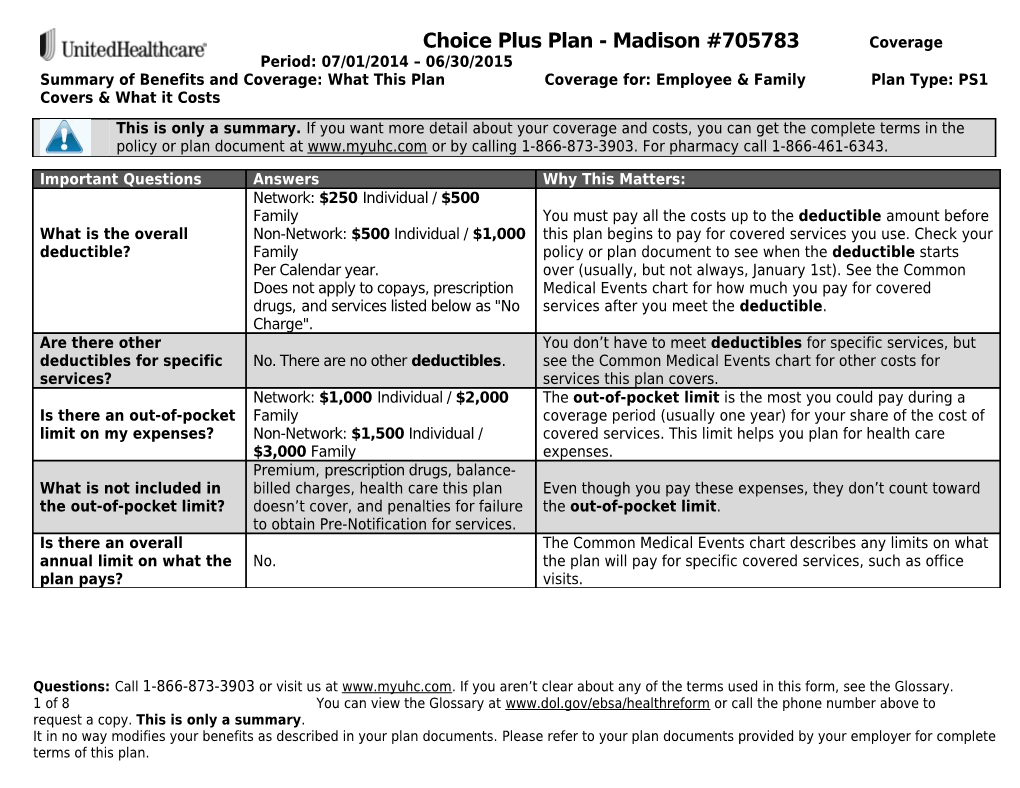 Health Plan Name: Insurance Company 1