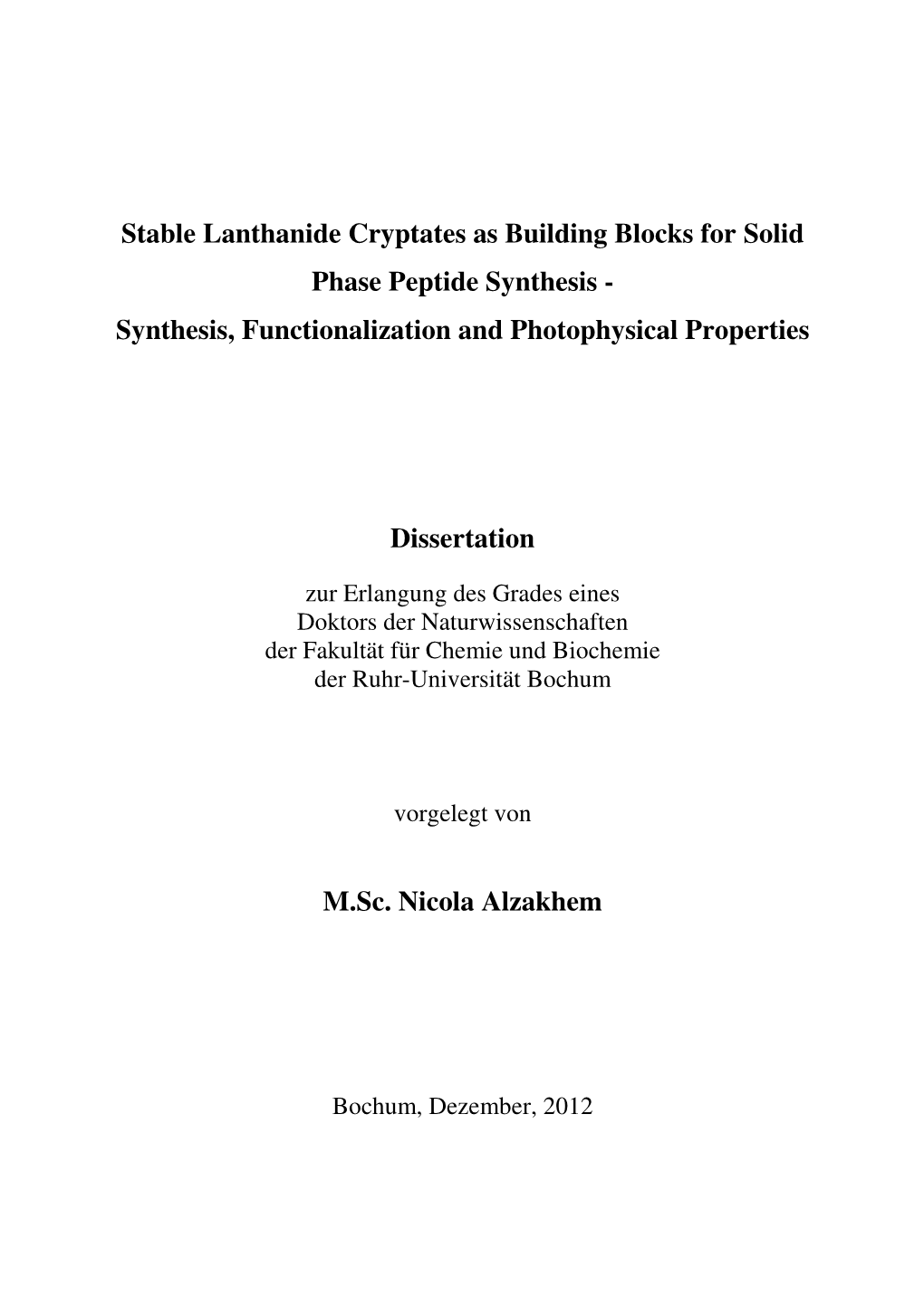 Stable Lanthanide Cryptates As Building Blocks for Solid Phase Peptide Synthesis - Synthesis, Functionalization and Photophysical Properties