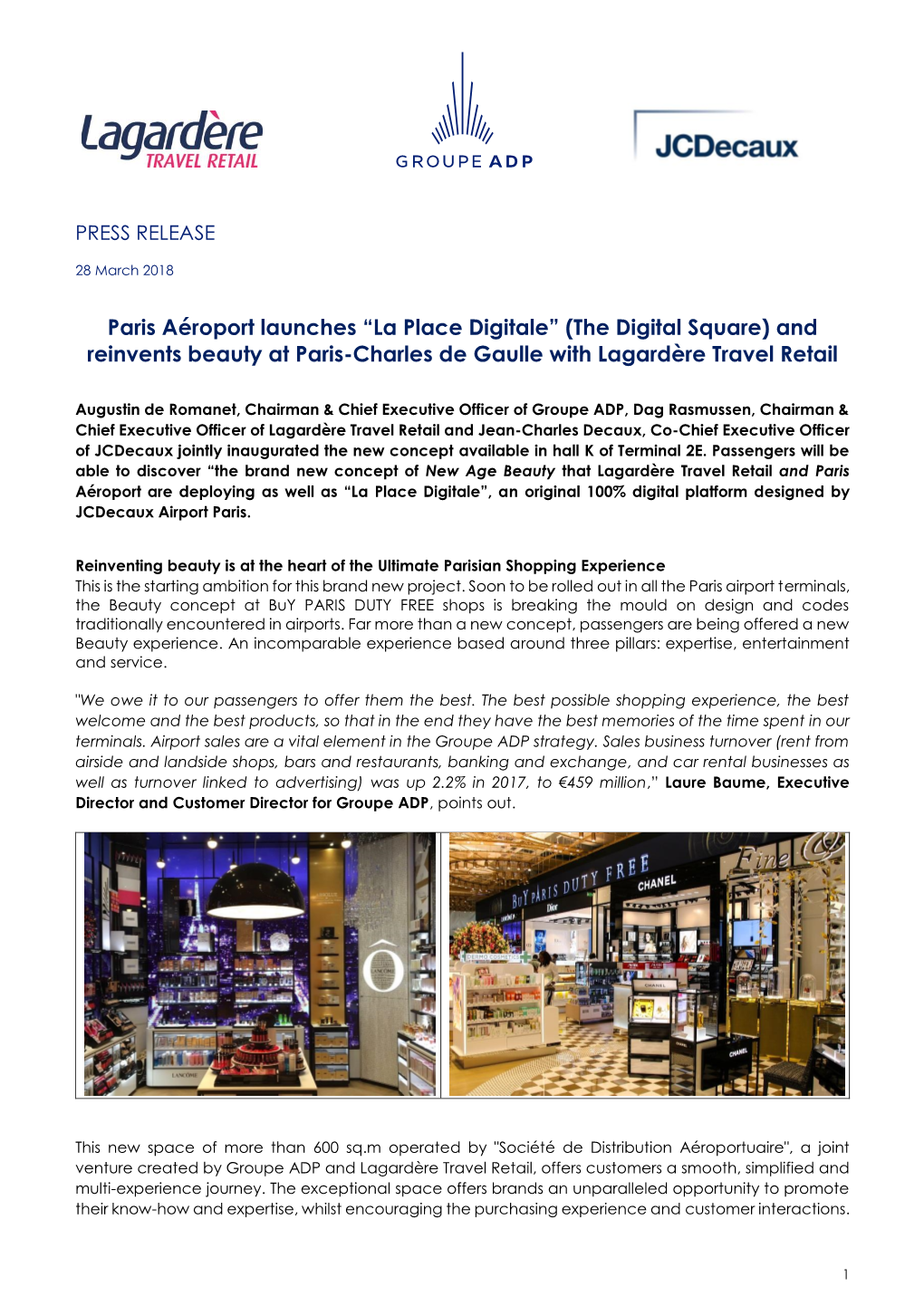 Paris Aéroport Launches “La Place Digitale” (The Digital Square) and Reinvents Beauty at Paris-Charles De Gaulle with Lagardère Travel Retail