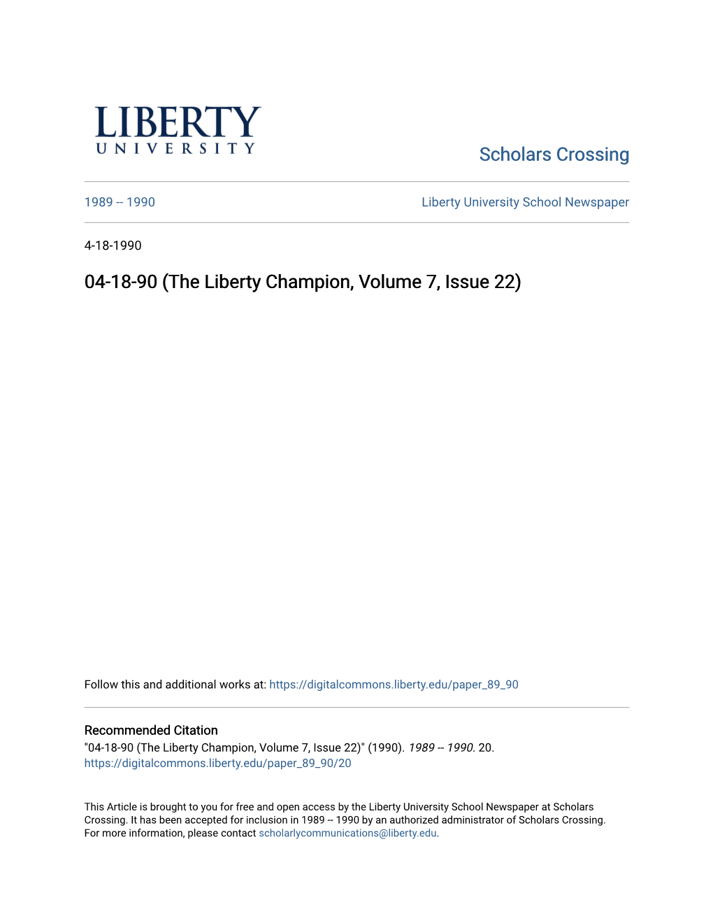 The Liberty Champion, Volume 7, Issue 22)