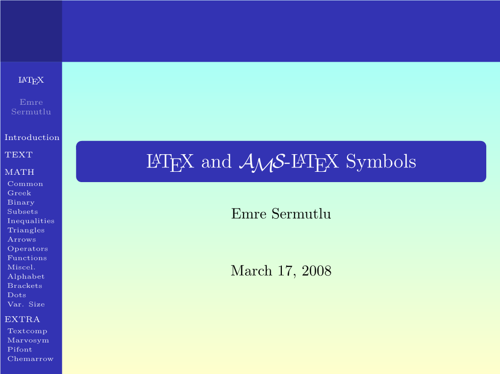 LATEX and AMS-L ATEX Symbols