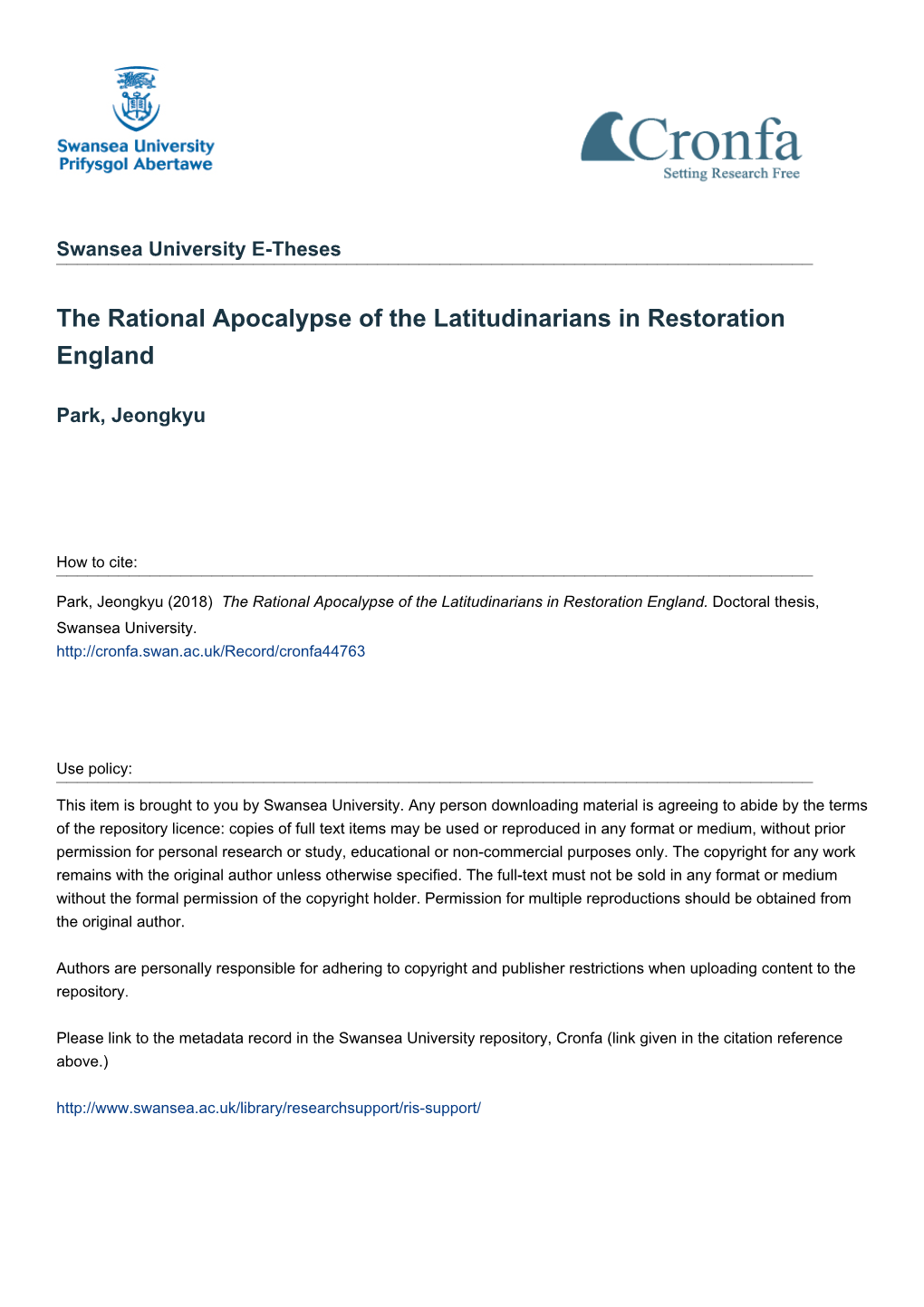 The Rational Apocalypse of the Latitudinarians in Restoration England