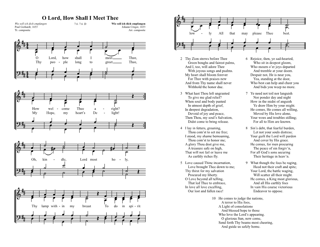 O Lord, How Shall I Meet Thee (Booklet)