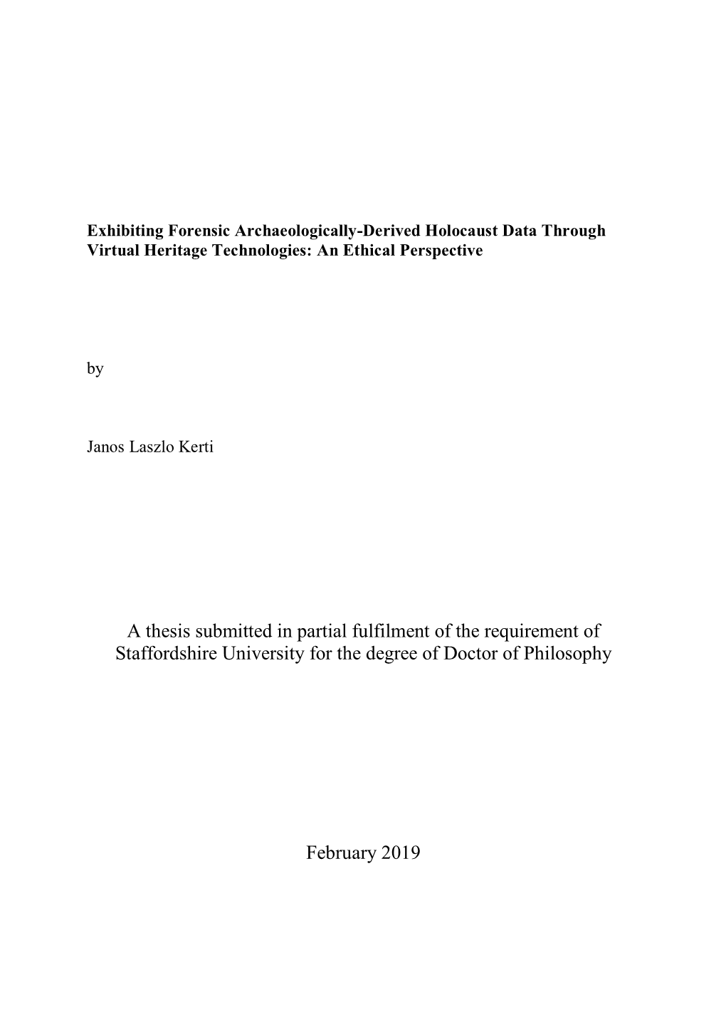 Layout for the Title Page of a Mphil/Phd Thesis