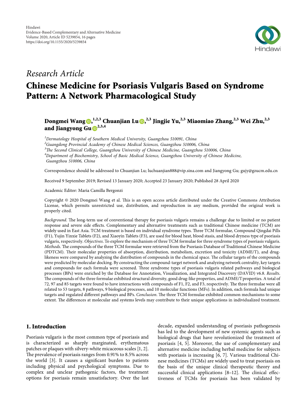 Chinese Medicine for Psoriasis Vulgaris Based on Syndrome Pattern: a Network Pharmacological Study