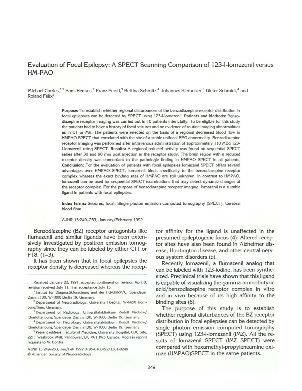 Evaluation of Focal Epilepsy: ASPECT Scanning Comparison of 123-1-Iomazenil Versus HM-PAO