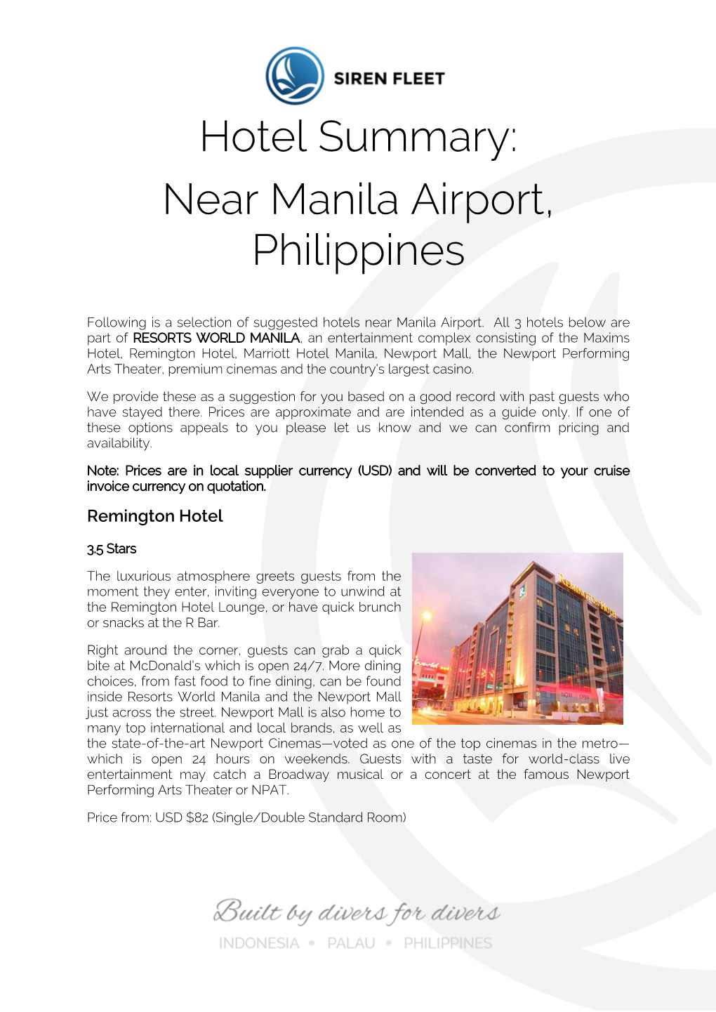 Hotel Summary: Near Manila Airport, Philippines