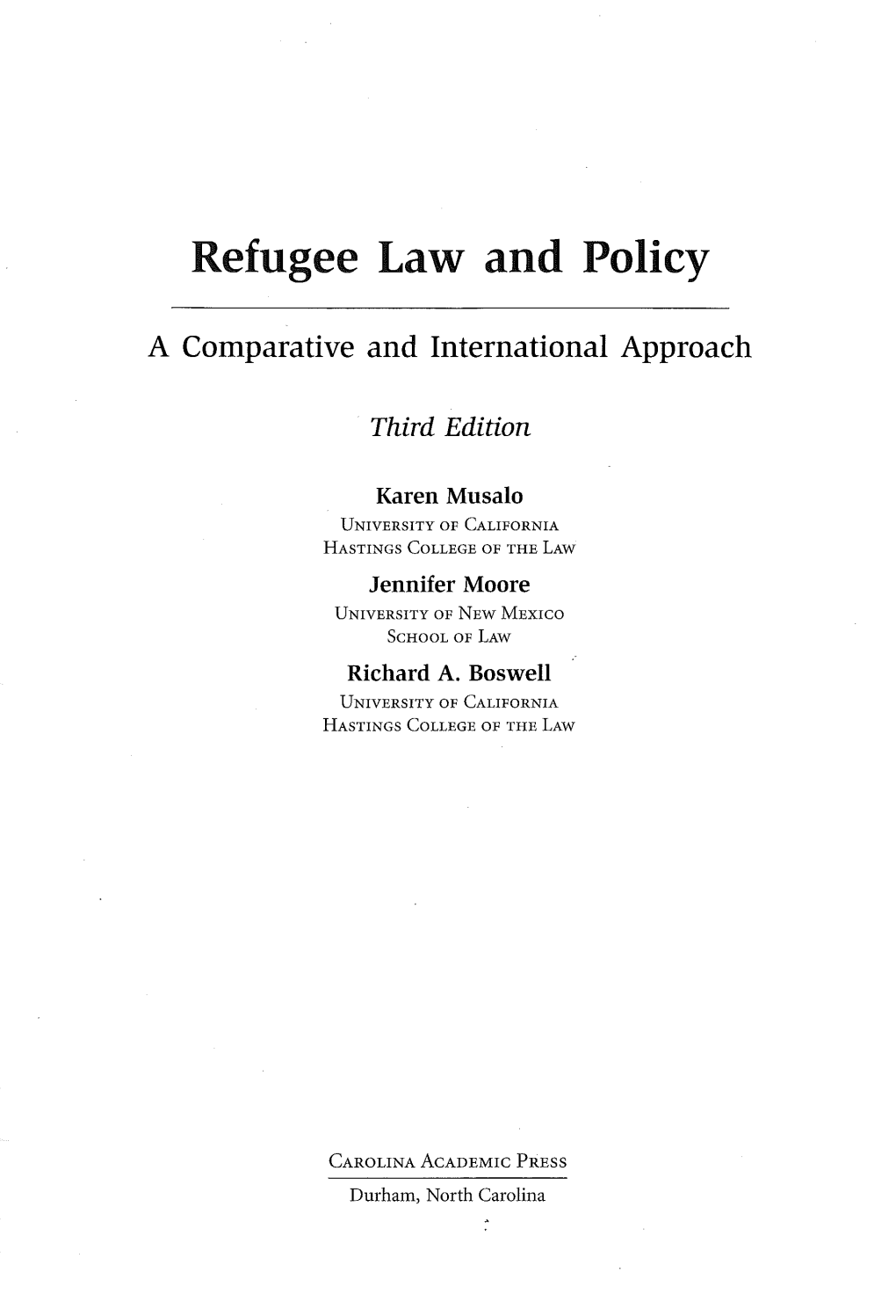 Refugee Law and Policy