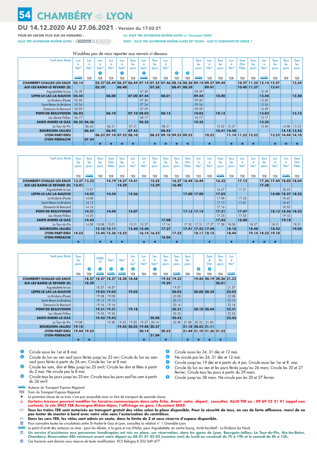 CHAMBÉRY LYON DU 14.12.2020 AU 27.06.2021 - Version Du 17-02-21