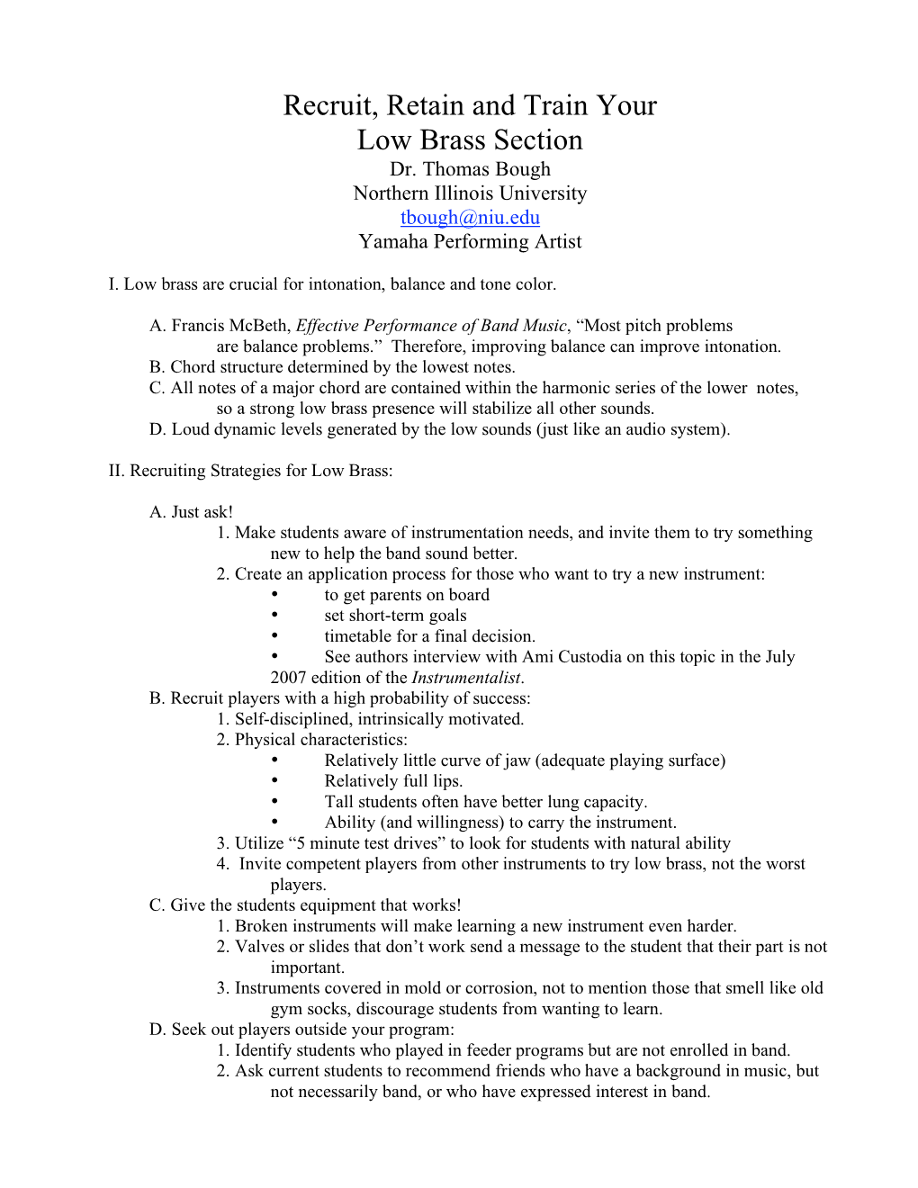 Recruit,Retain, and Train Your Low Brass Section: Techniques That Workk-12 and Beyond