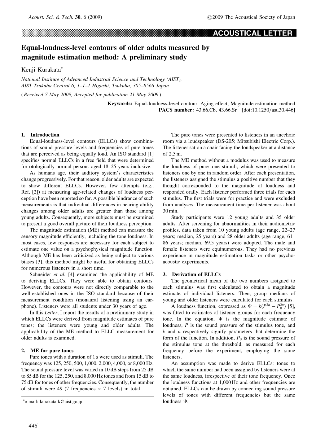 Equal-Loudness-Level Contours of Older Adults Measured By