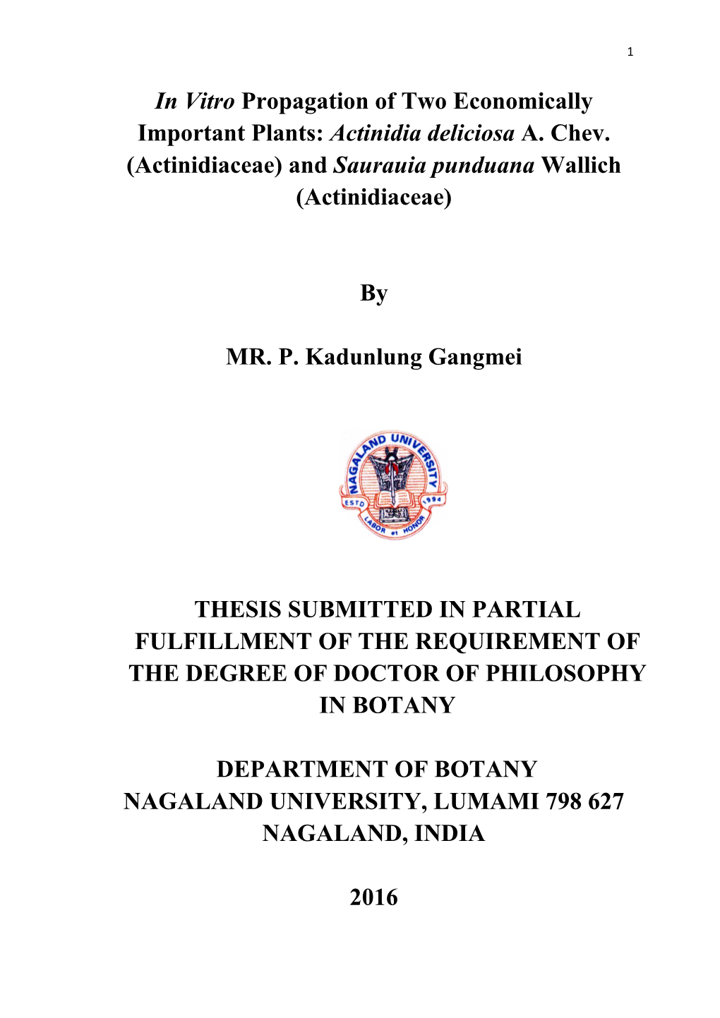 Ph. D. Thesis of Mr. P. Kadunlung Gangmei