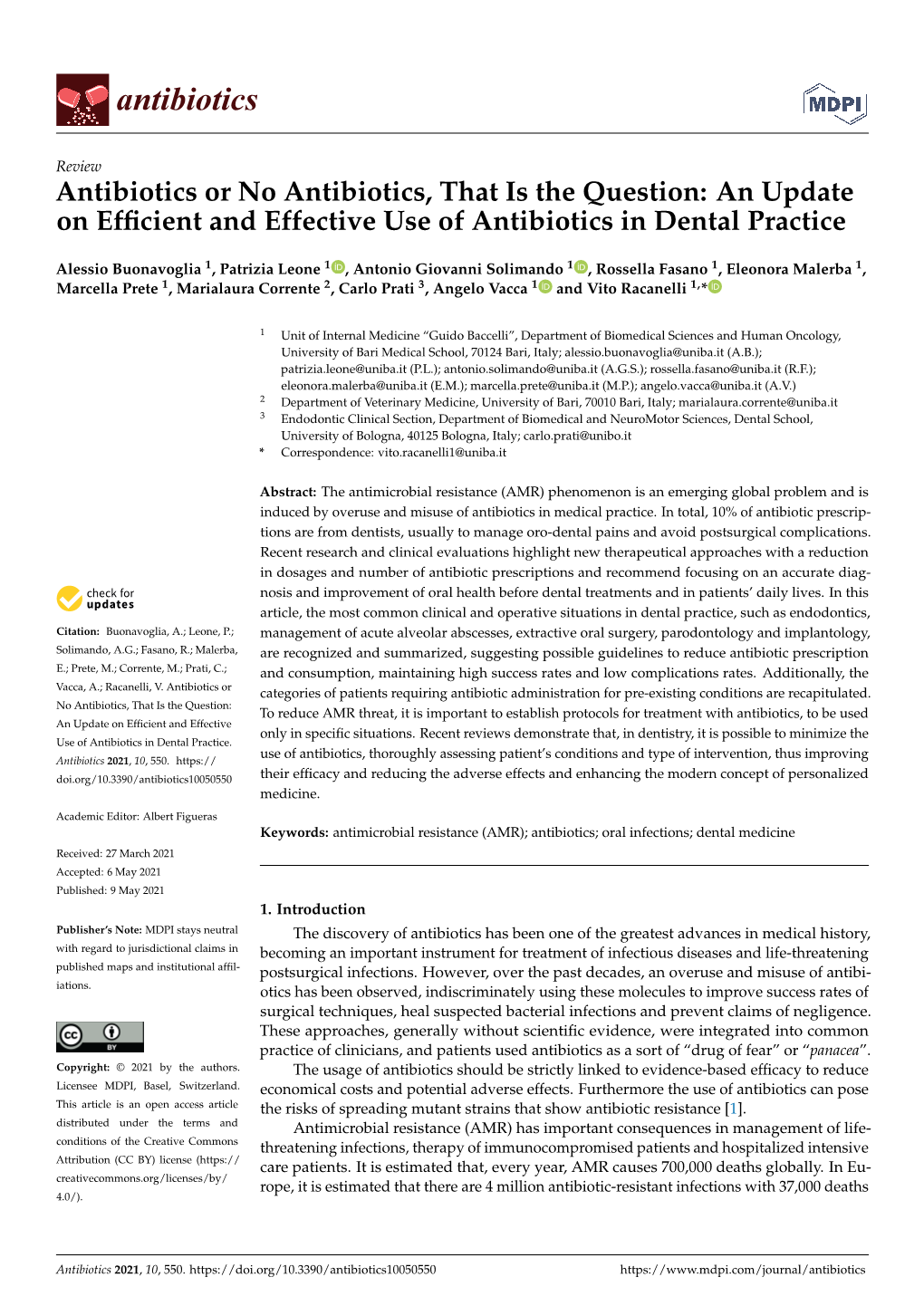 An Update on Efficient and Effective Use of Antibiotics in Dental Practice