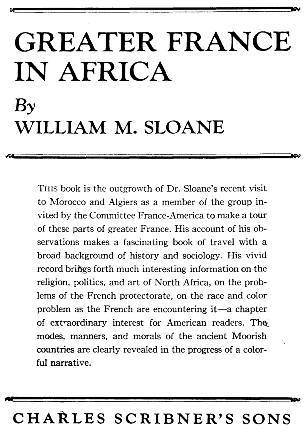GREATER. FRANCE in AFRICA by WILLIAM M