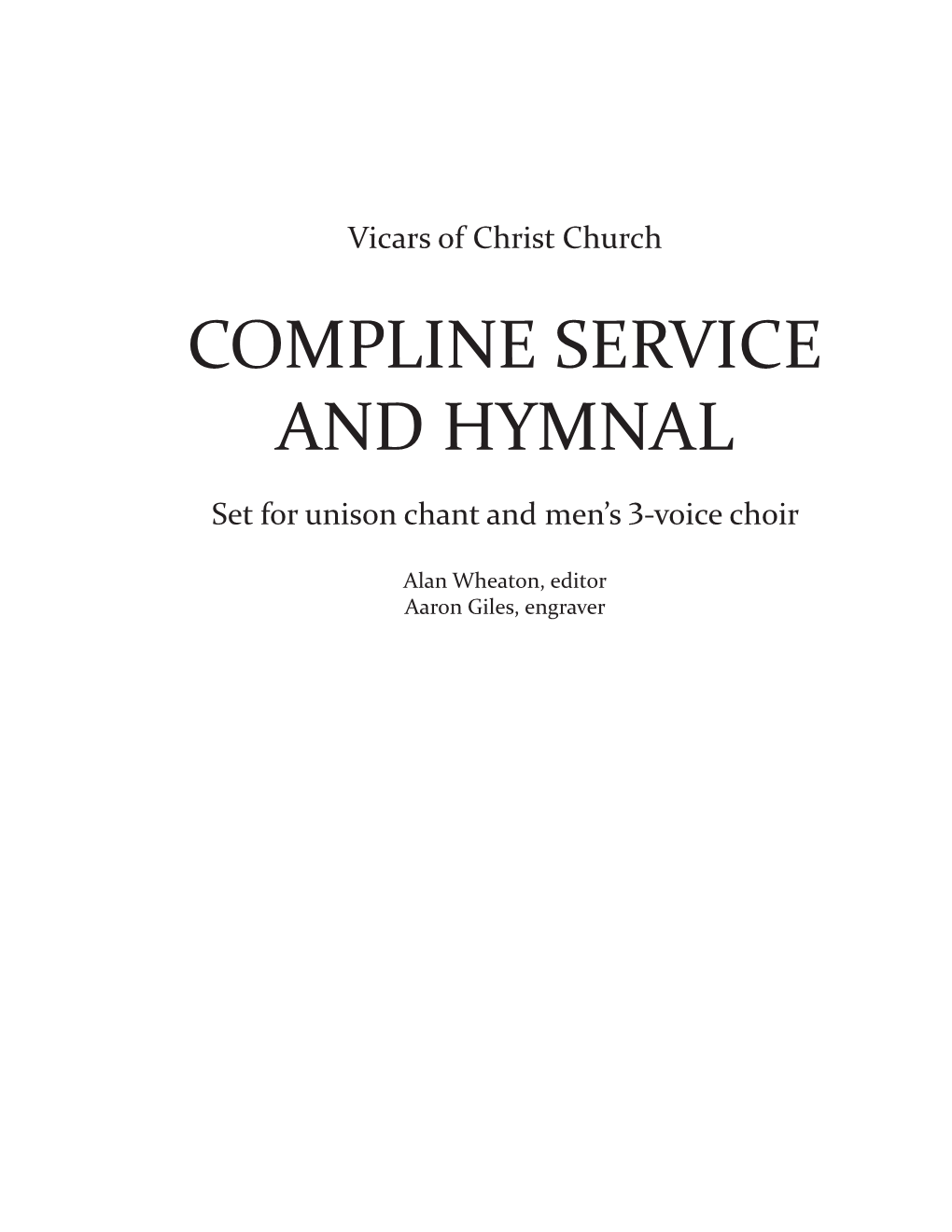 Compline Service and Hymnal