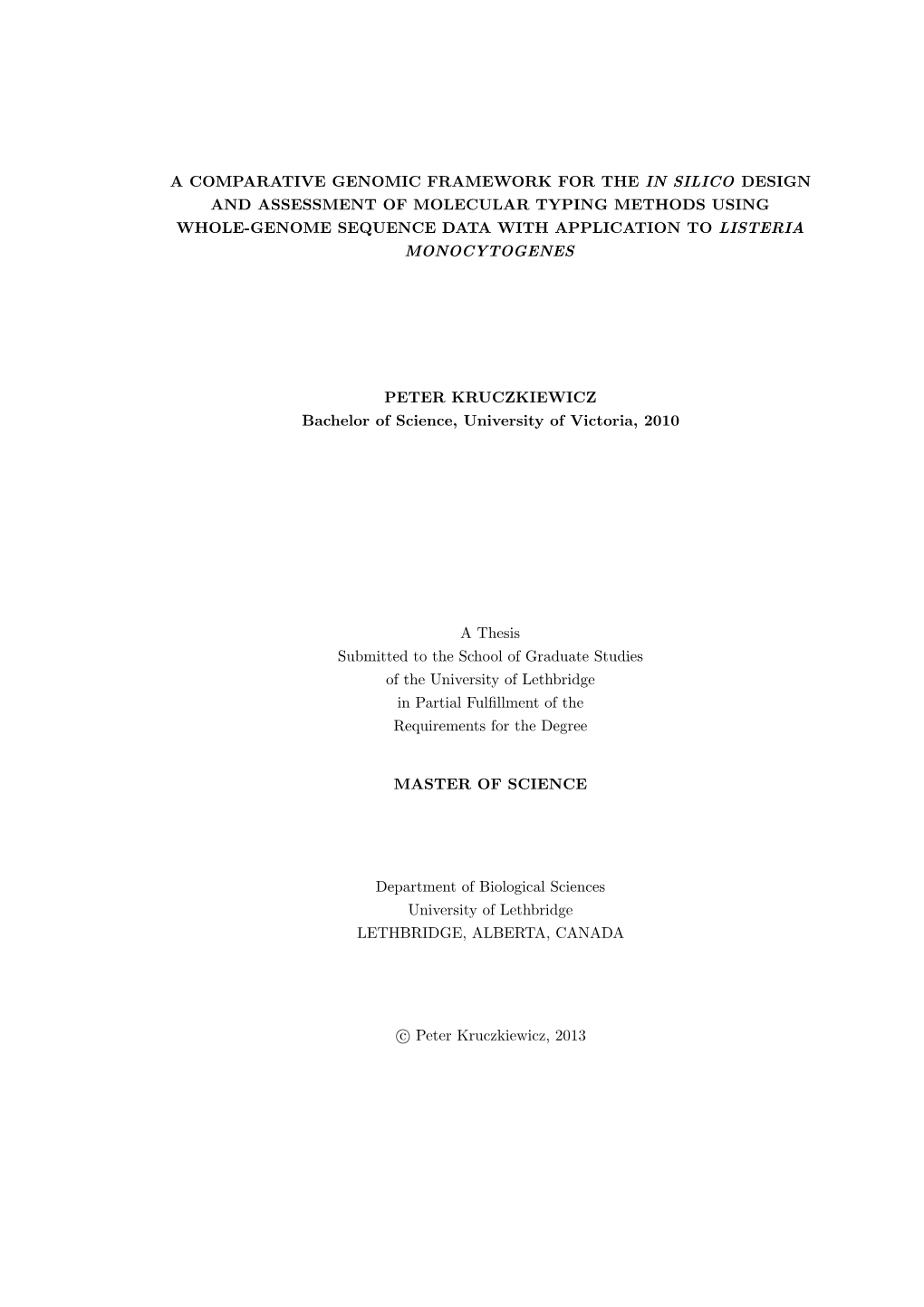 A Comparative Genomic Framework for the in Silico