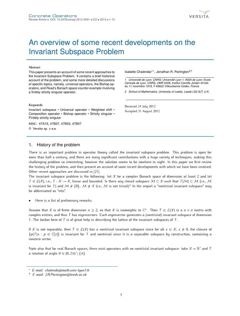 An Overview of Some Recent Developments on the Invariant Subspace Problem