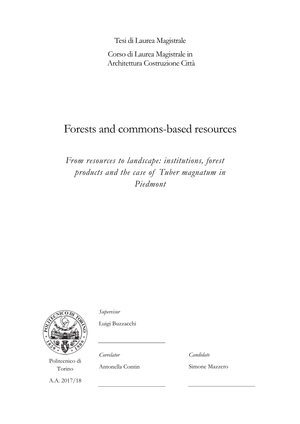 Forests and Commons-Based Resources