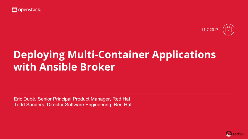 Deploying Multi-Container Applications with Ansible Broker