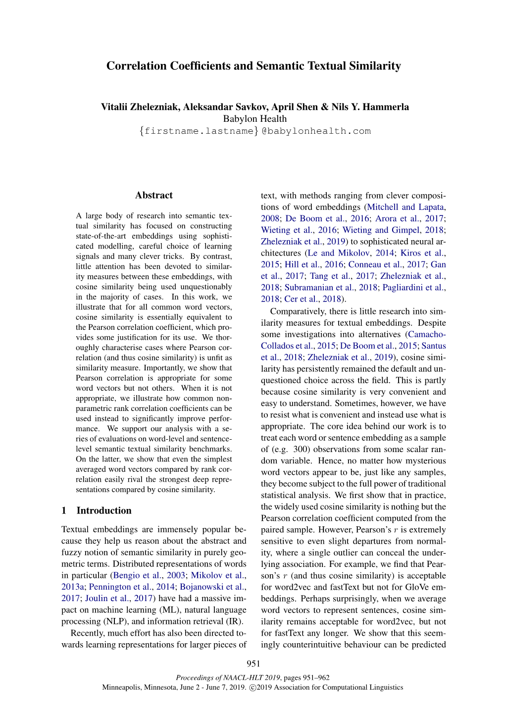 Correlation Coefficients and Semantic Textual Similarity