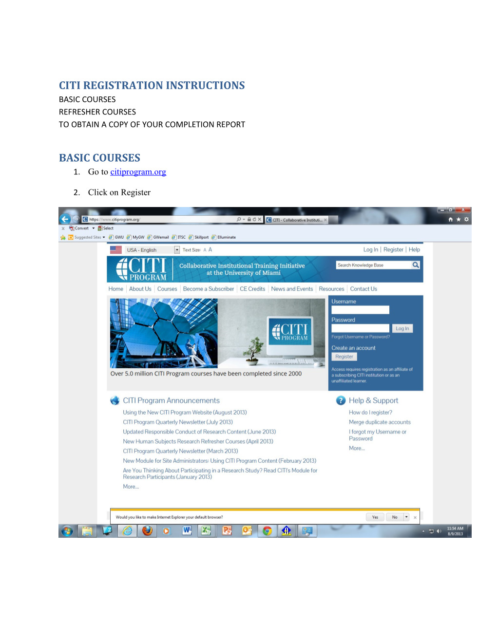 Citi Registration Instructions