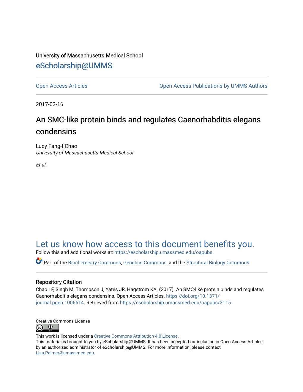 An SMC-Like Protein Binds and Regulates Caenorhabditis Elegans Condensins