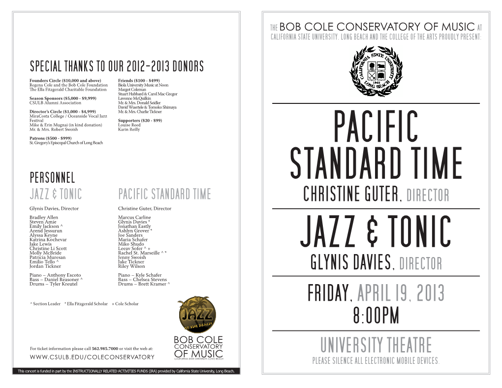 Jazz & Tonic Pacific Standard Time