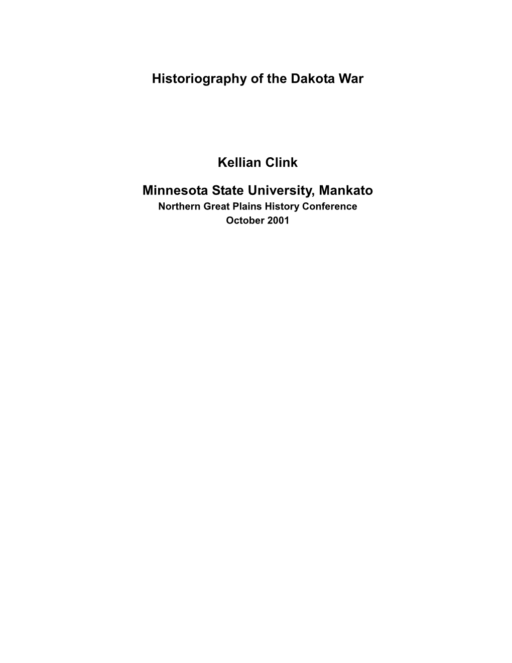 Historiography of the Dakota War